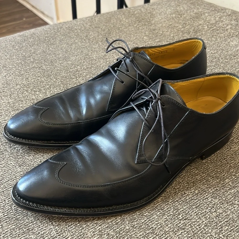 Boss Hugo Boss Mens Lace Up Wing Tip Oxford Black‎ Leather Shoes 9